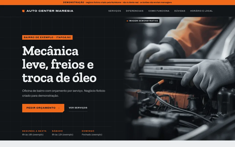 Prévia do site de demonstração Auto Center Maresia, oficina mecânica